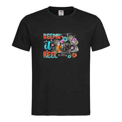Männer klassisch T-Shirt Keep Reel Fischer Angler Fisch Motiv Geschenk Fisch