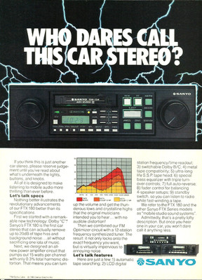 1983 Sanyo FTX 180 Car Stereo Audio Dolby Labs vintage Print Ad Advertisement