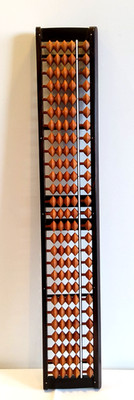Vintage Japanese groß Abakus edelHolz 1/5 Beads 27 Ziffern 39,5× 6,5×1,5cm 20.Jh