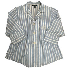 Ralph Lauren Womens Sleep Pajama Top Classic Button Embroidered Pocket XL