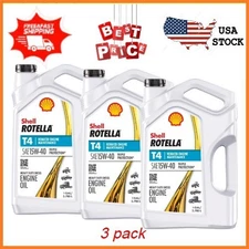 3 pack Shell Rotella T4 Triple Protection 15W-40 Diesel Engine Oil, 1 Gallon