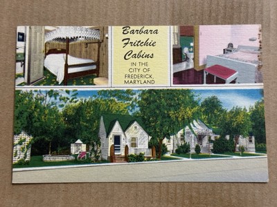 Postcard Frederick MD Maryland Barbara Fritchie Tourist Cabins Roadside PC