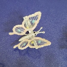 2 Colorful Fluttering Butterfly Hair Clips Vintage 1990s