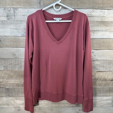 Athleta Sunrise V-Neck Long Sleeve Sweatshirt Pullover Rose Quartz Size Large