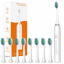 Waterproof Sonic Electric Toothbrush for Adults - 6 Modes with Pressure Sensor,