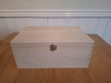 Lovely Unfinished Wooden Box with Hinged Lid Perfect for DIY