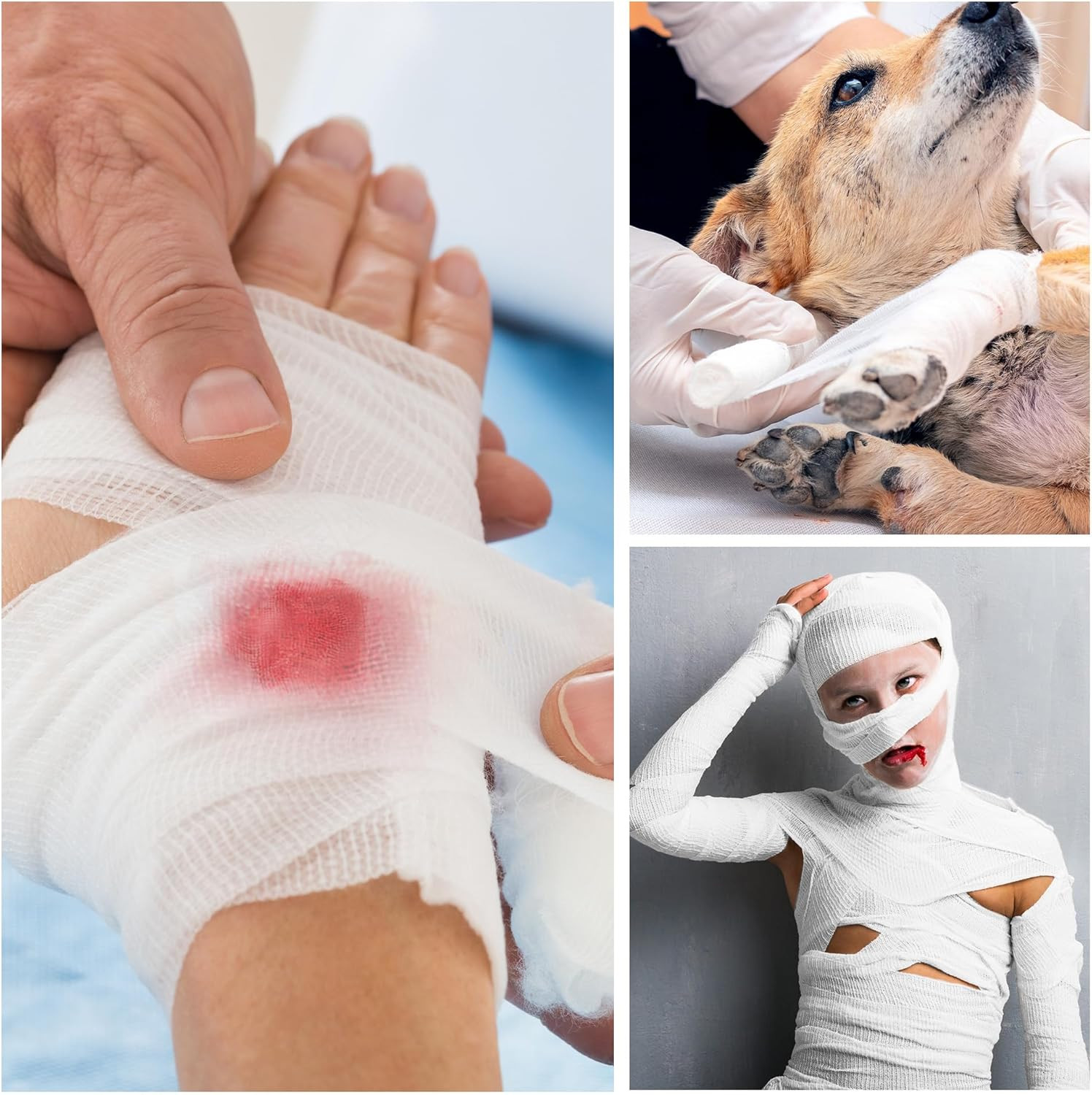 Lotfancy Gauze Rolls, 24 Count, 4 Inch X 4.1 Yards, Rolled Gauze Wrap for Wounds