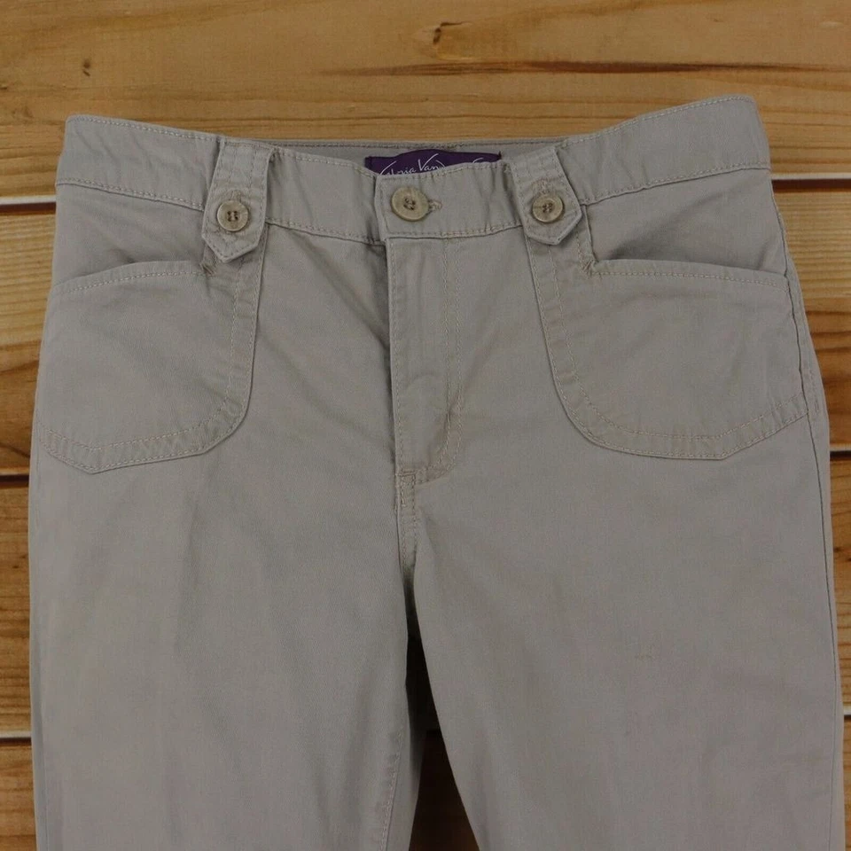 Pantalones Gloria Vanderbilt Caqui tiro medio rectos para mujer 10P beige marrón bolsillos Foto 4 de 4