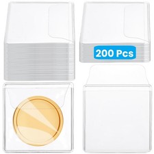 Single Pocket Coin Sleeves Clear PVC Coin Protectors Individual Plastic