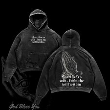 Sacrifice to Win Praying Hands Faith Sweatshirt Hoodie Tee Funny
