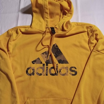 Adidas Men's Badge Of Sport Tech Fleece Pullover Hoodie Active Gold Sz Small