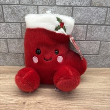 Aurora Palm Pals Holly Christmas Stocking Plush Soft Toy Red & White with Tags