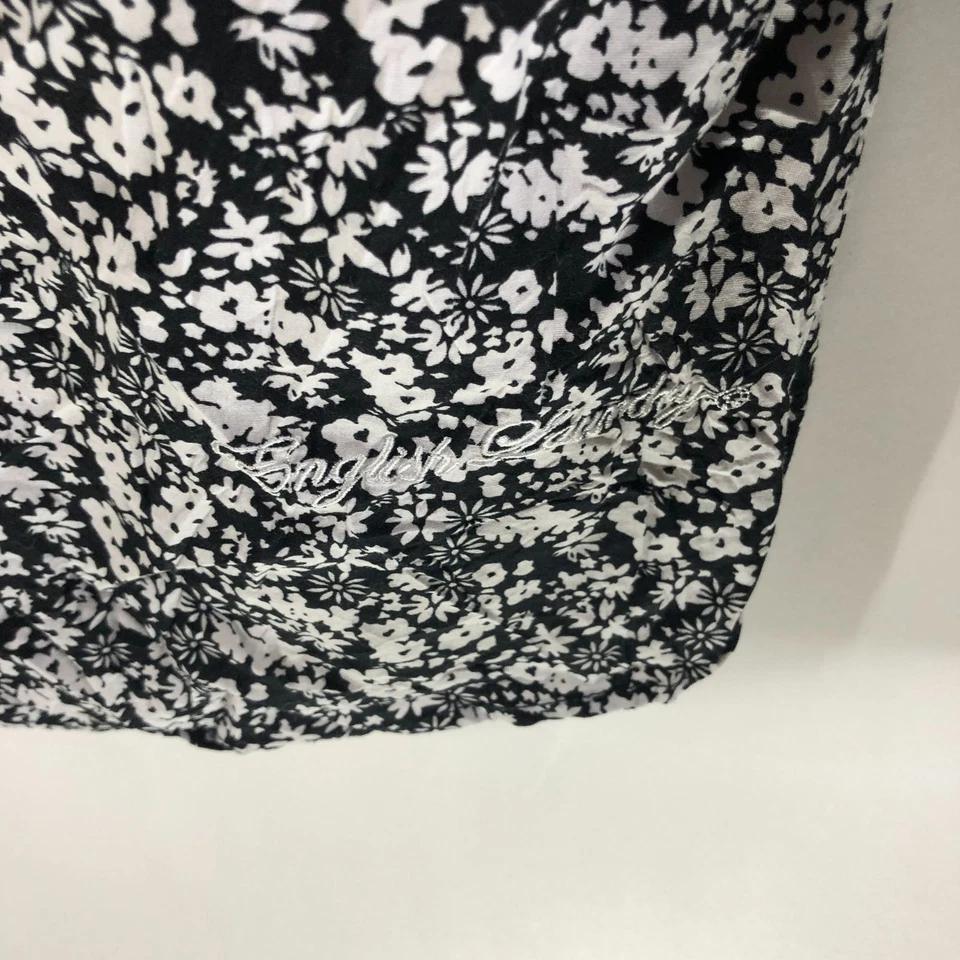 Camisa de lavandería inglesa para hombre con botones floral de algodón elástico negra blanca XXL Foto 3 de 4