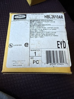 Hubbell HBL2610AR Receptacle Angle Housing 2 Pole 3 Wire Grounding