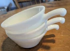3 Vintage Anchor Hocking White Milk Glass Soup Bowl with Handle
