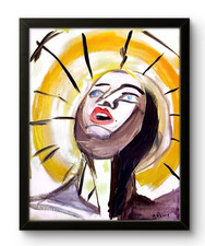 BPR Studio  Woman's Face Abstract Neo Expressionist Painting 14x11 Canvas