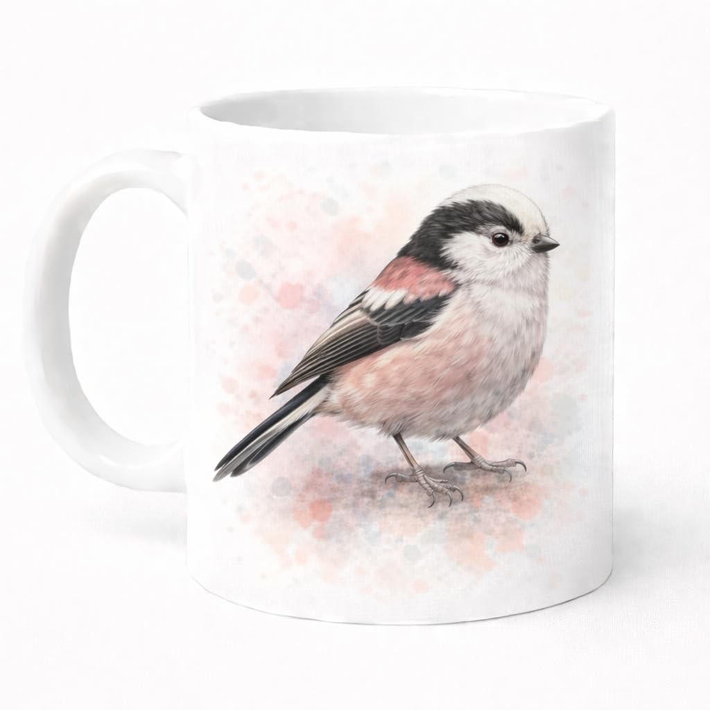 Brew Crew Gifts Long-Tailed Tit Mug Ceramic 11 Oz Dishwasher Safe Mug