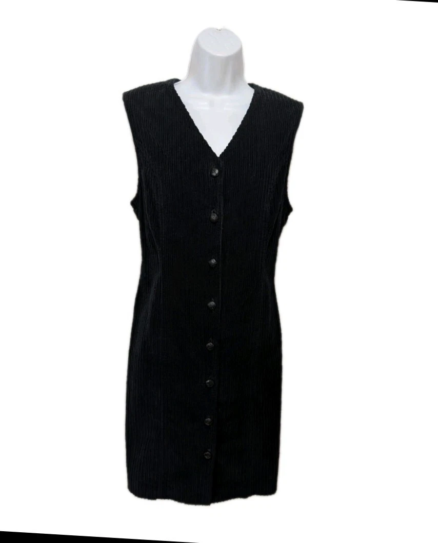 knee length dresses for ladies Brown Corduroy Pinafore Dress with White Ribbed Turtleneck Sweater Set, XL main image 1