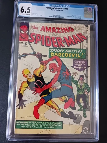 AMAZING SPIDER-MAN #16 CGC 6.5 OW/W. 1964  1ST DAREDEVIL CROSSOVER.