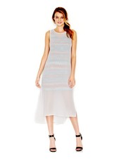 KENSIE Womens Blue Tribal Sleeveless Jewel Neck Tea Length Shift Dress Size: S