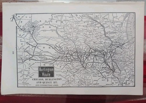 1905 RAILROAD Map BURLINGTON ROUTE Chicago Burlington & QUINCY Railway All Lines