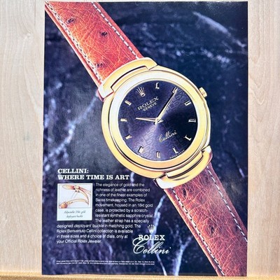 1992 Rolex Cellini Leather Strap Timepiece Vintage Print Ad Wrist Watch Art