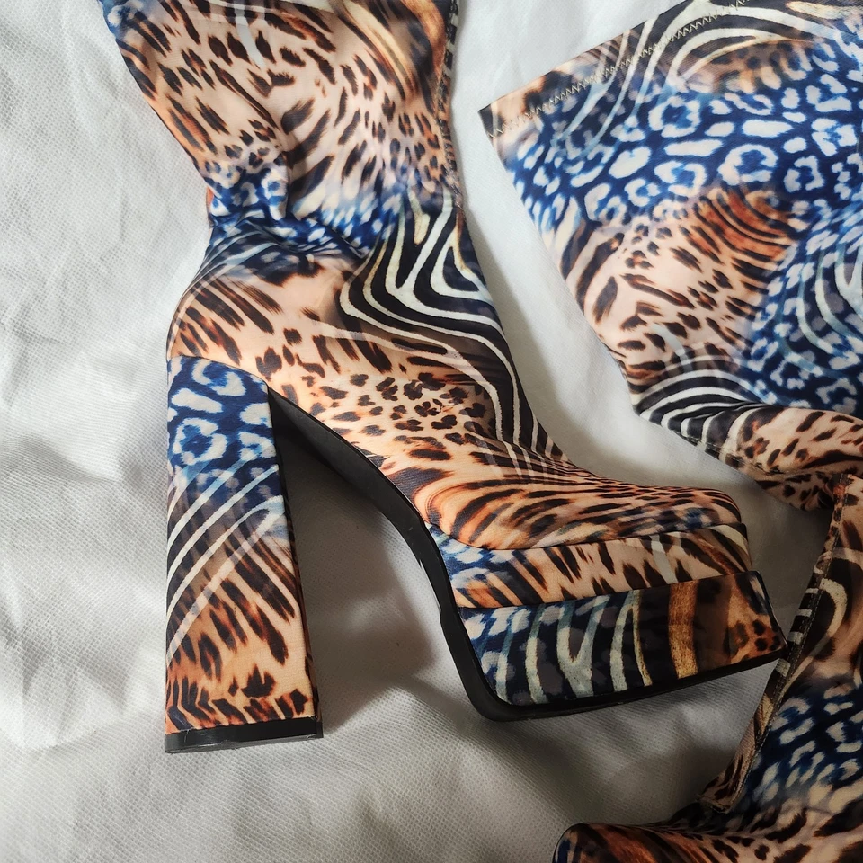 Botas de Plataforma Cape Robbin Eye Of The Tiger - Naranja/Azul Talla 10 Foto 4 de 4