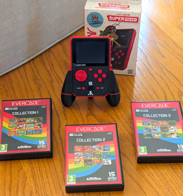 Hyper Mega Tech! Super Pocket Atari Edition Handheld w/ 3 Activision Carts