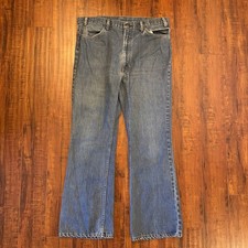 Vintage 70  s Levi  s 646 Orange Tab Bellbottom Flare Denim Jeans Size 37x30.5