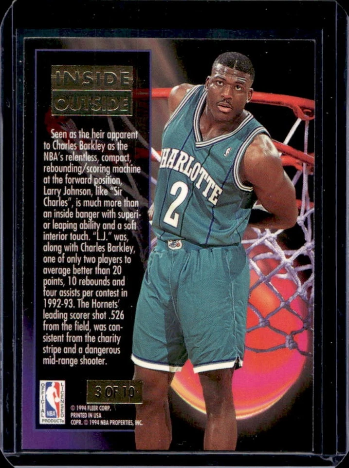 1993-94 Fleer Ultra Larry Johnson Inside Outside #3 Hornets - Image 2 of 2