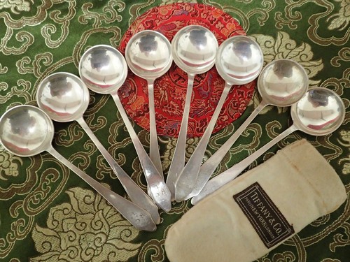 Silver Eight TIFFANY - Sterling Silver - EIGHT(8) Bouillon Spoons w/ Mono - @ 5 5/16 ...