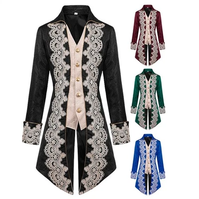 Mens Vintage Tailcoat Jacket Gothic Victorian Frock Coat Steampunk Gothic Jacket