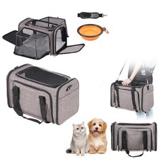 Uimoso Cat Carrier with Wheels Airline Approved Rolling Pet Carrier 25 lbs Grey
