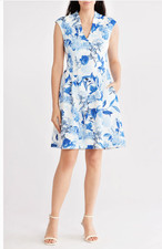 Vince Camuto Floral Scuba Knit Fit & Flare Dress