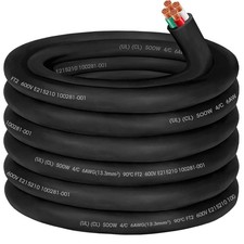 25ft 6/4 6 AWG Portable Power Cable 6 Gauge 600V SOOW Electric 25 FT, Black