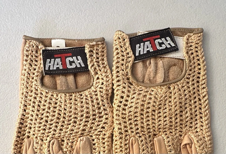 Vintage HATCH Accesorios Hombre Talla Pequeña Beige Cuero Guantes Foto 3 de 4