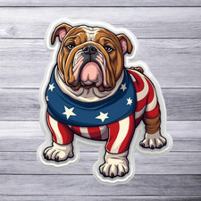 Bulldog sticker vinyl decal patriotic American flag outfit cute dog lover art