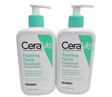 CERAVE FOAMING FACIAL CLEANSER FOR NORMAL TO OILY SKIN 12 OZ LOT OF 2