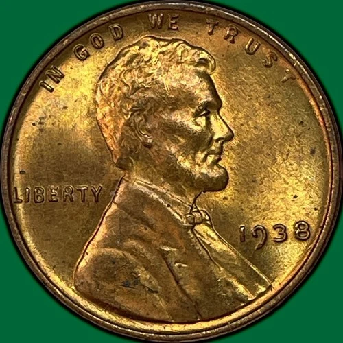 1938 Lincoln Wheat Cent Brilliant Uncirculated BU Coin #37669