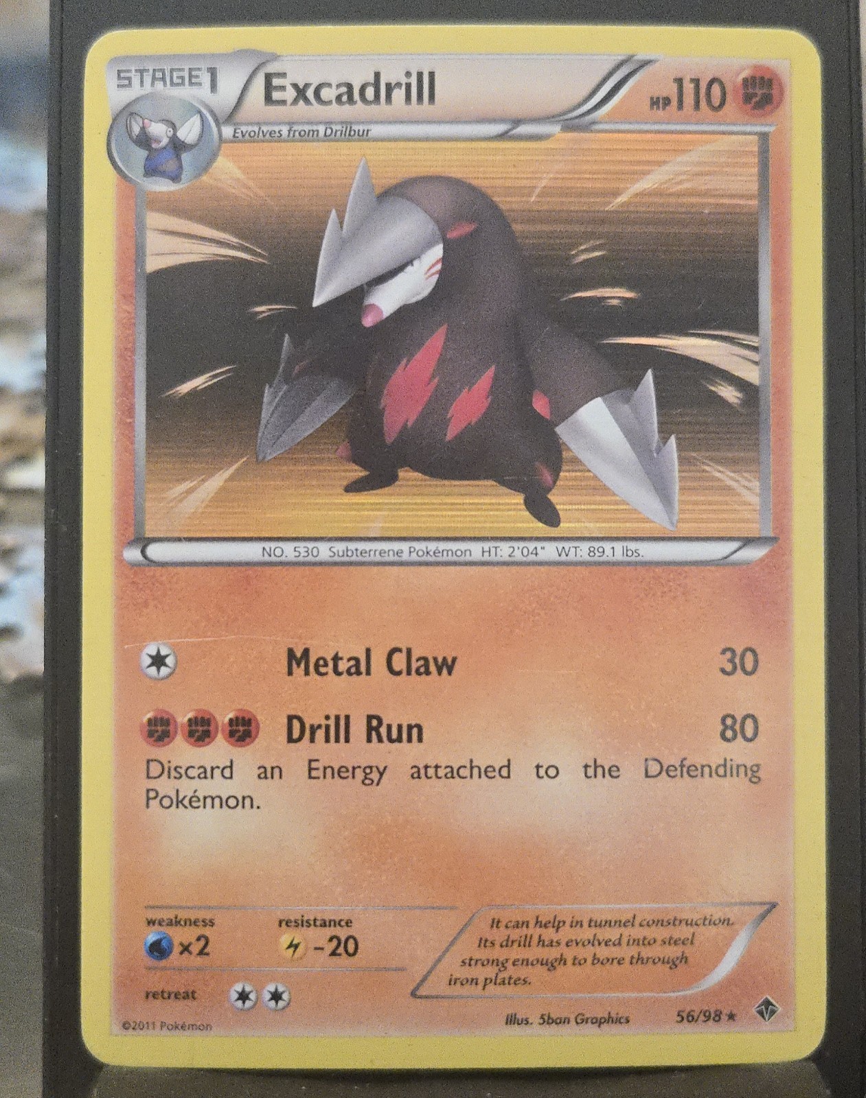 Pokemon 2011  Excadrill Emerging Powers Holo 56/98 Card LP
