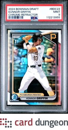Konnor Griffin 2024 Bowman Draft #BDC22 Chrome-Refractor - 112213955 PSA 9