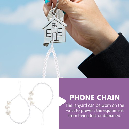 2 Pcs Mobile Phone Decorative Lanyard Cellphone Beaded Pearls Wrist Strap - 第 4/12 張圖片