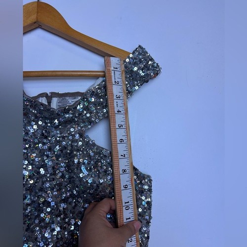 Vintage Y2K Scala 100 % Seide Minikleid Damen 4 Perlen volle Pailletten Hoco Homecoming - Bild 13 von 16