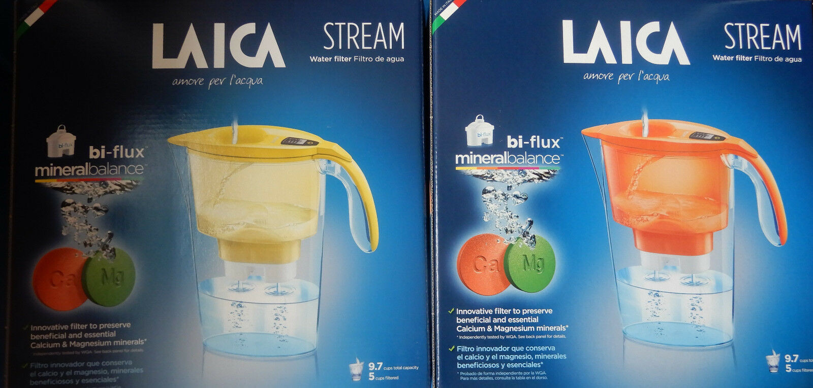 4 X  LAICA STREAM 3000 SERIES WATER PITCHER + FILTER MADE IN ITALY NSF CERTIFIED