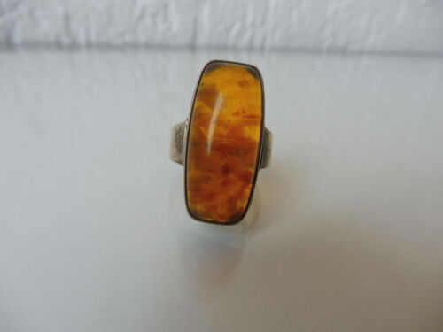 Anello in ambra, bellissimo anello vecchio, argento 835 - Foto 1 di 4