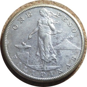 elf Philippines USA 1 Peso 1909 S  Silver  4956