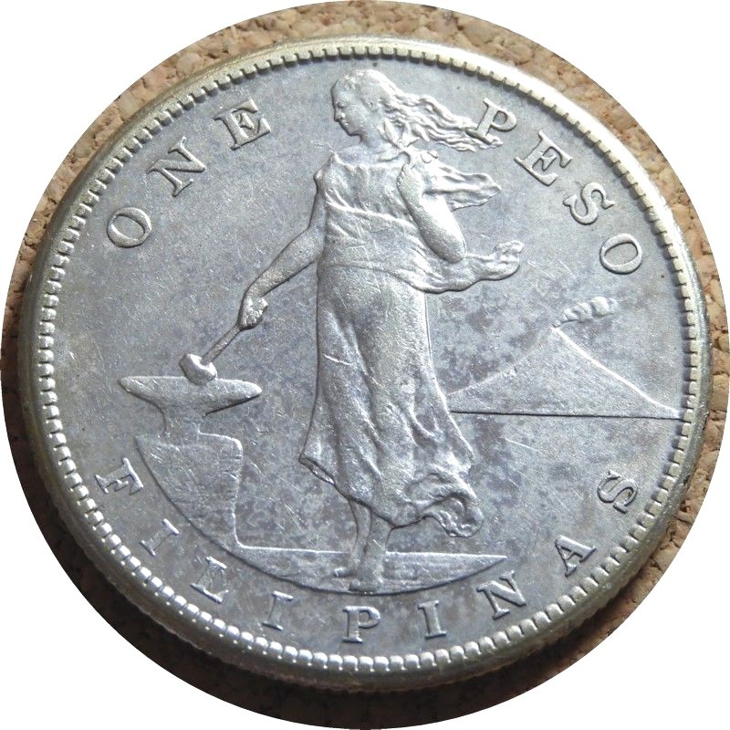 elf Philippines USA 1 Peso 1909 S  Silver  4956