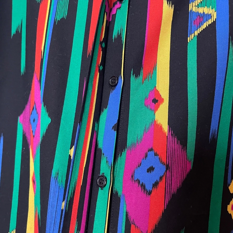 Camisa abotonada Kenar Ann Tjian para mujer 10 multicolor suroeste artística años 90 de colección Foto 3 de 4
