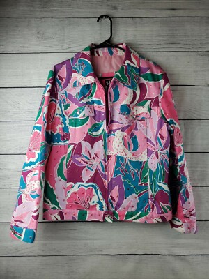 Redd Jeans Women's Fancy Floral Pink Sequins All Over Jacket Sz 8 SUPER CUTE!