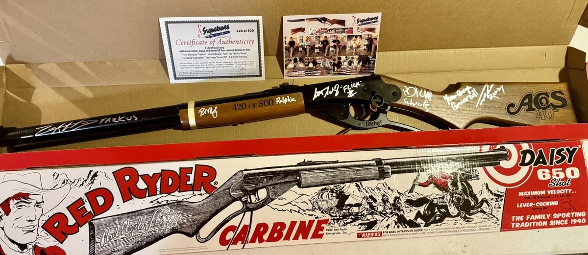 A CHRISTMAS STORY 40TH ANNIVERSARY RED RYDER BB GUN CAST SIGNED